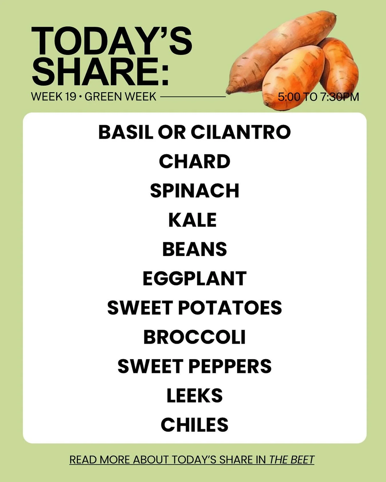 Today&rsquo;s fruit share will be apples! 🍎 Today&rsquo;s extras: bread, eggs, granola, and fish!