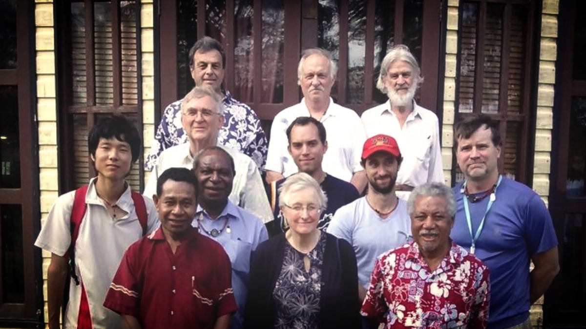 Jordan Haug stands in the middle at the Malinowski legacy conference held in Alotau, Milne Bay Province, PNG.