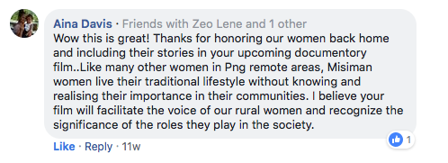 Aina Davis on Facebook shares her admiration for Misiman women back home on the island.