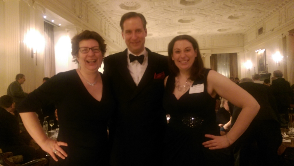 Three very happy new Baker Street Irregulars in our finery: me, Tim Greer, and Jenn Eaker.