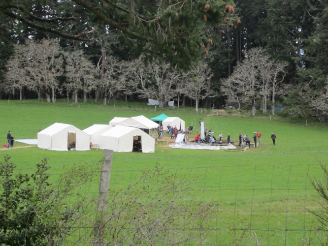 The set from a distance. They knew they had it right when people started talking about the dig taking place on the beach!