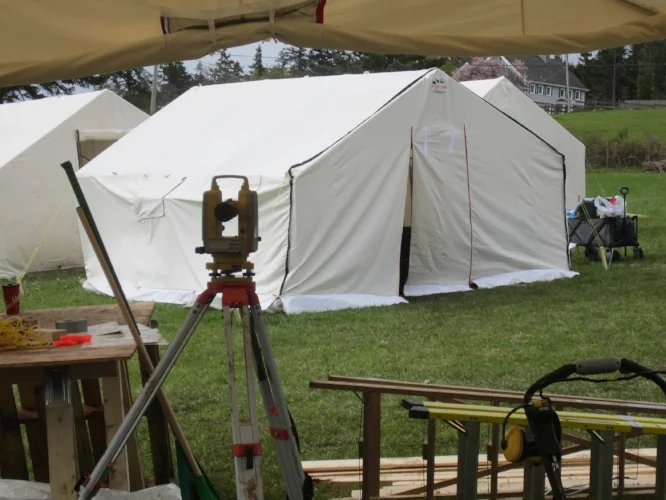 Hello, transit, old friend! The site tents were also great hiding places for cameras and crew.
