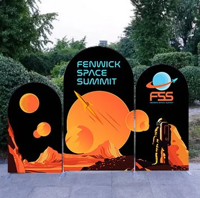 Environmental Metal-Framed Backdrop for Fenwick Space Summit