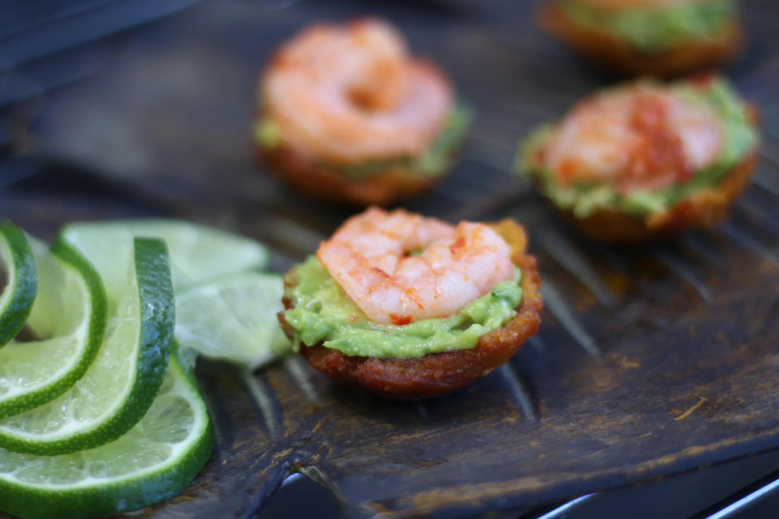   Plantain Crisp Cup with Fresh Avocado & Spicy Shrimp   