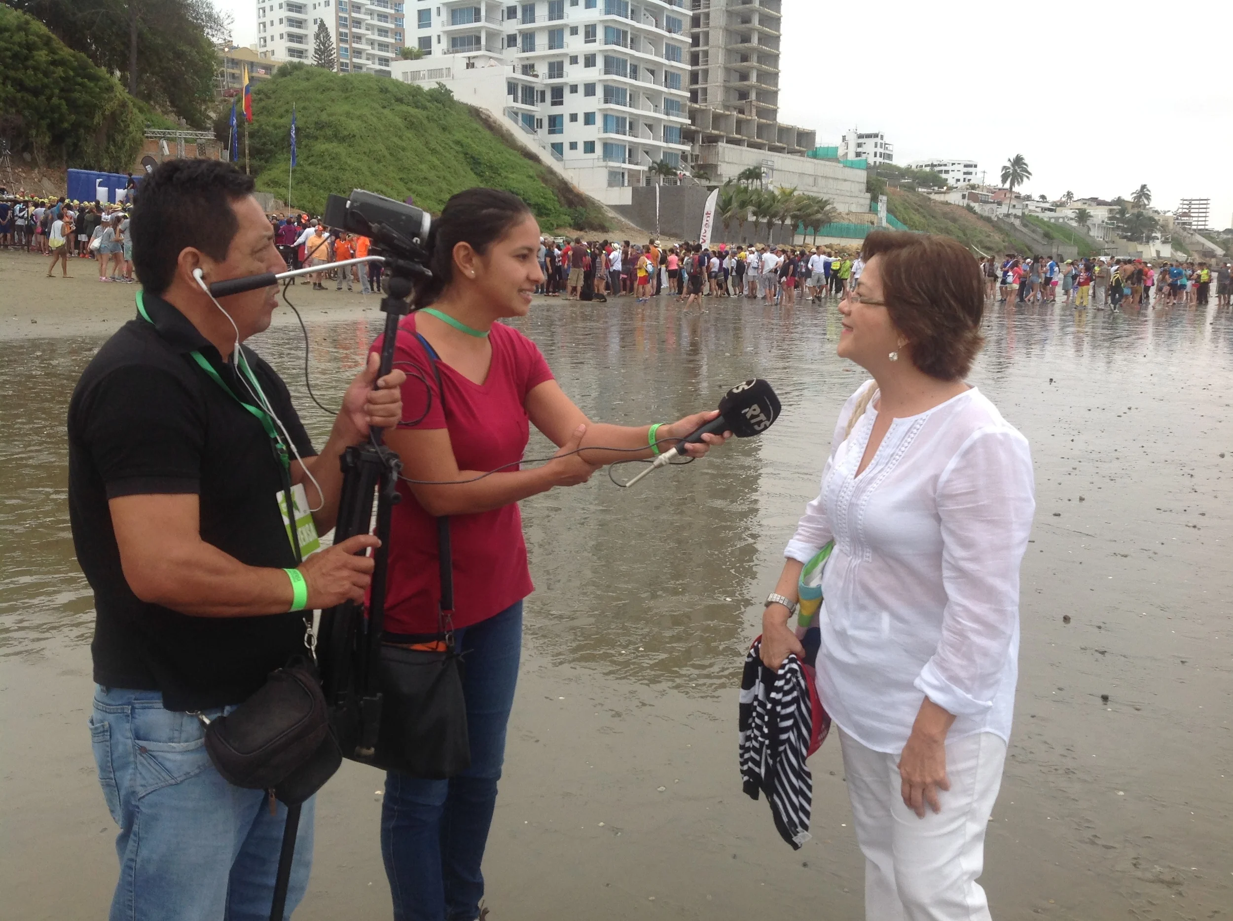 My mom 5 seconds of fame, being interviewed by the local TV :)