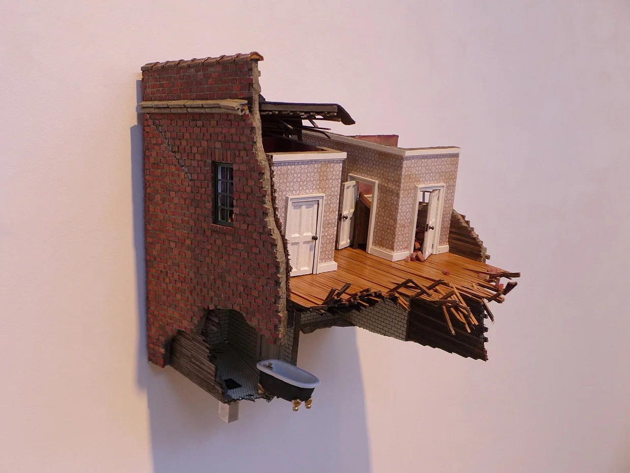 'Lee Greenwood' Left Oblique Detail Wood, MDF, acrylic, enamel, india ink, chipboard, paper 19.5”W x 24”H x 18”D 2014