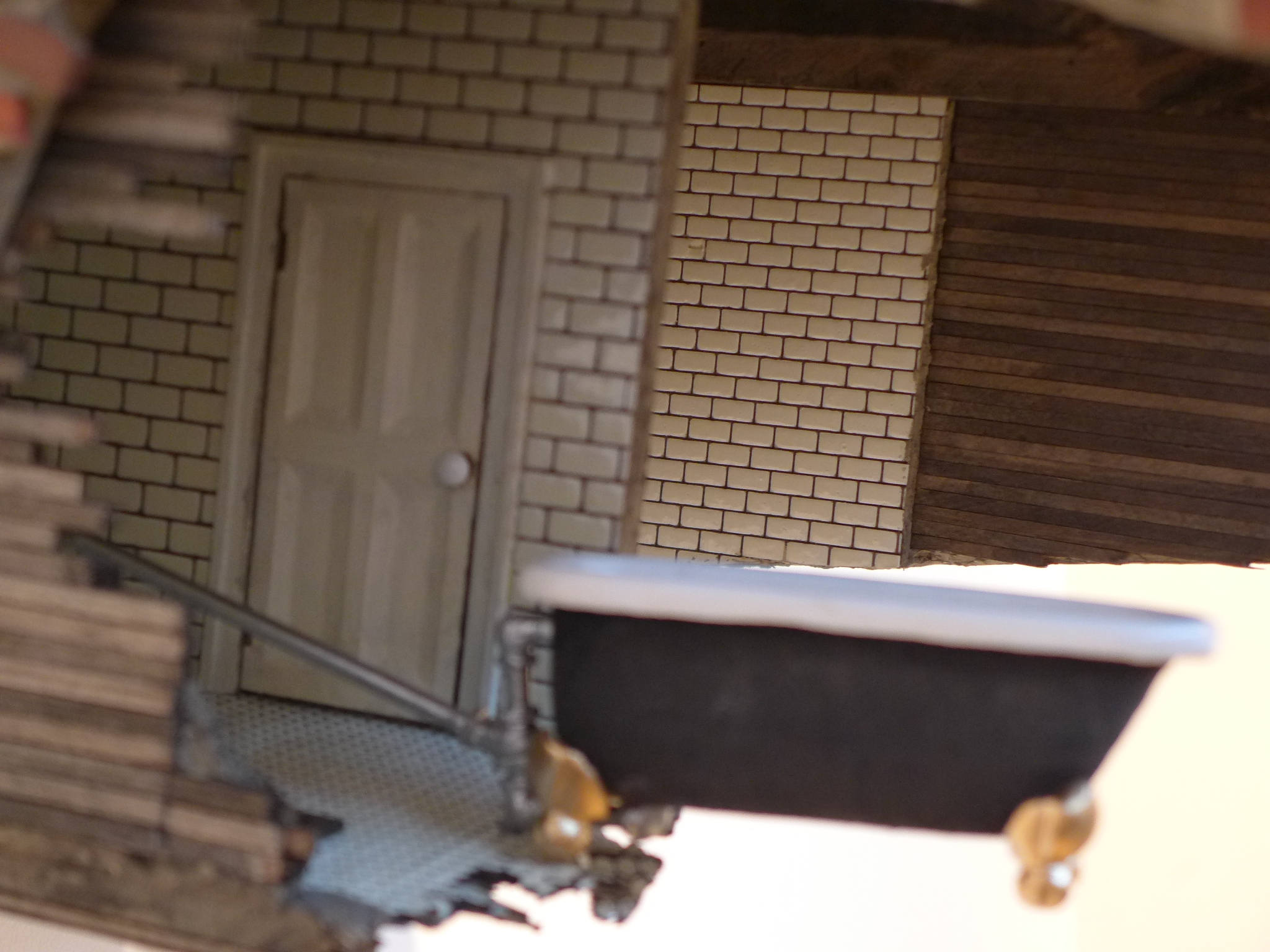    'Lee Greenwood'   Clawfoot Tub Detail  Wood, MDF, acrylic, enamel, india ink, chipboard, paper   19.5”W x 24”H x 18”D   2014 