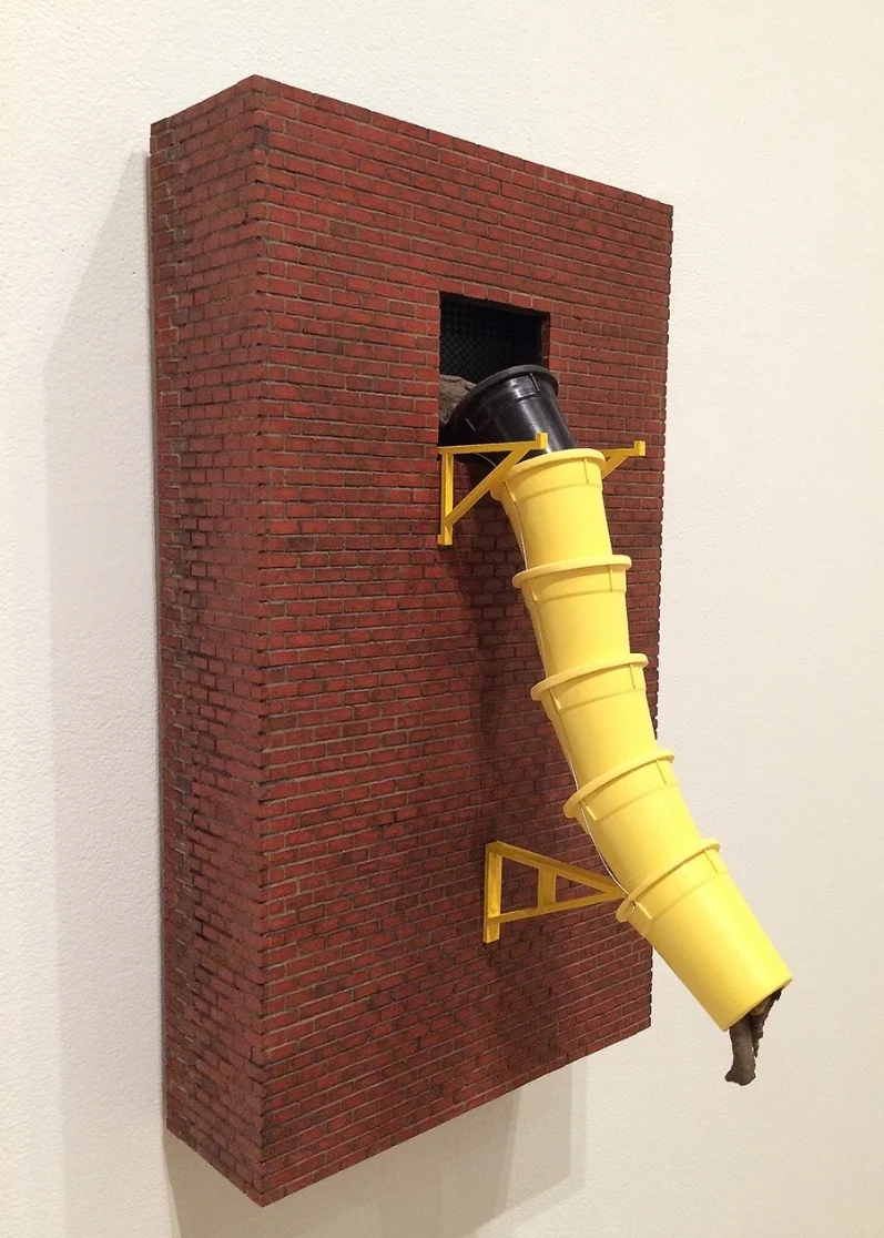    ‘Paul Bremer’ –Left Oblique   2016 Wood, cast plastic, chipboard, acrylic, mdf, wire, foam, sand, ink 14”W x 24”H x 6”D    