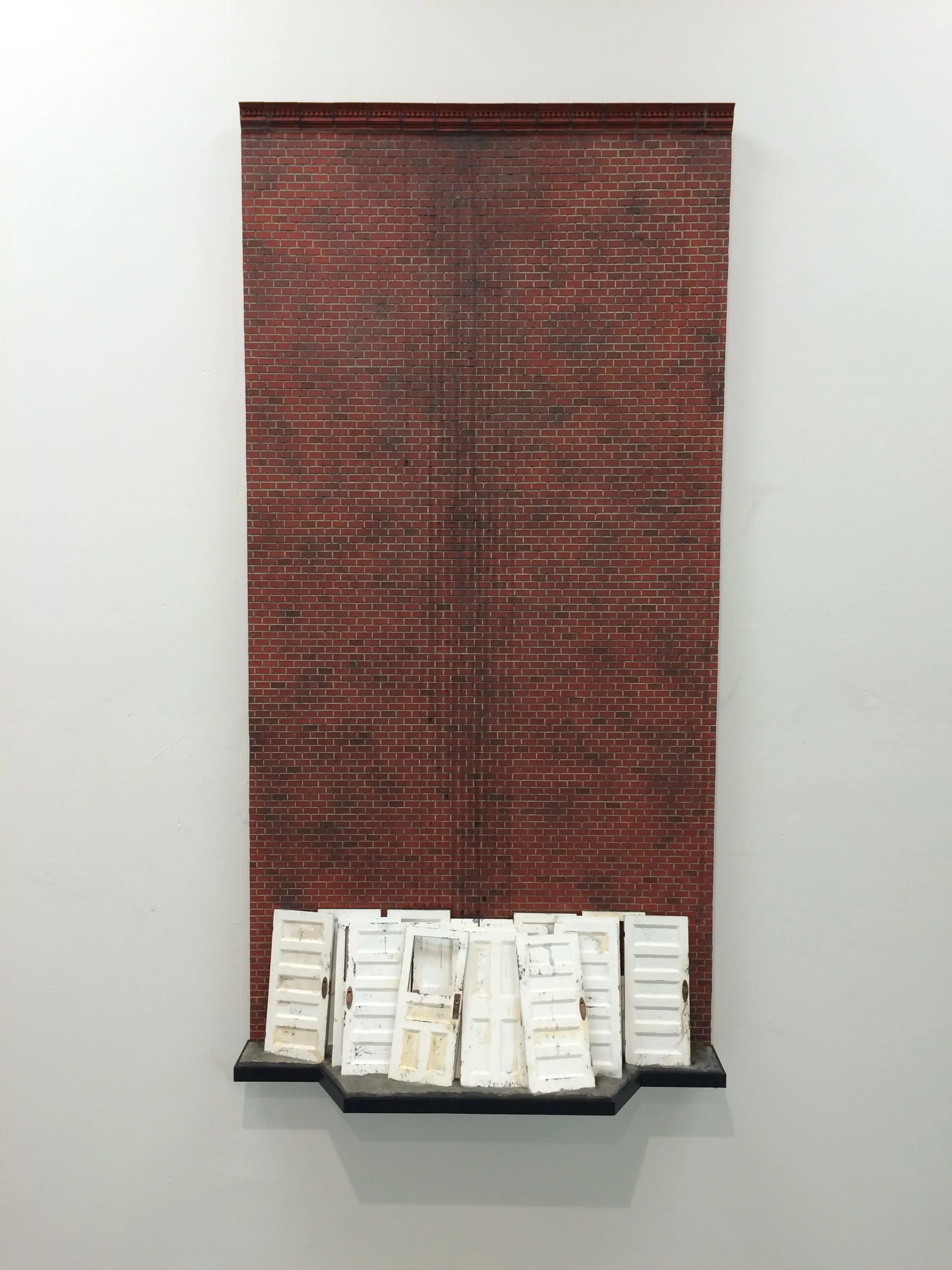    ‘Bridge To Total Freedom'    Wood, laser-cut mdf, cast plastic, chipboard, ink, acrylic, graphite  24” W x 48”H x 8”D  2017  Private Collection 