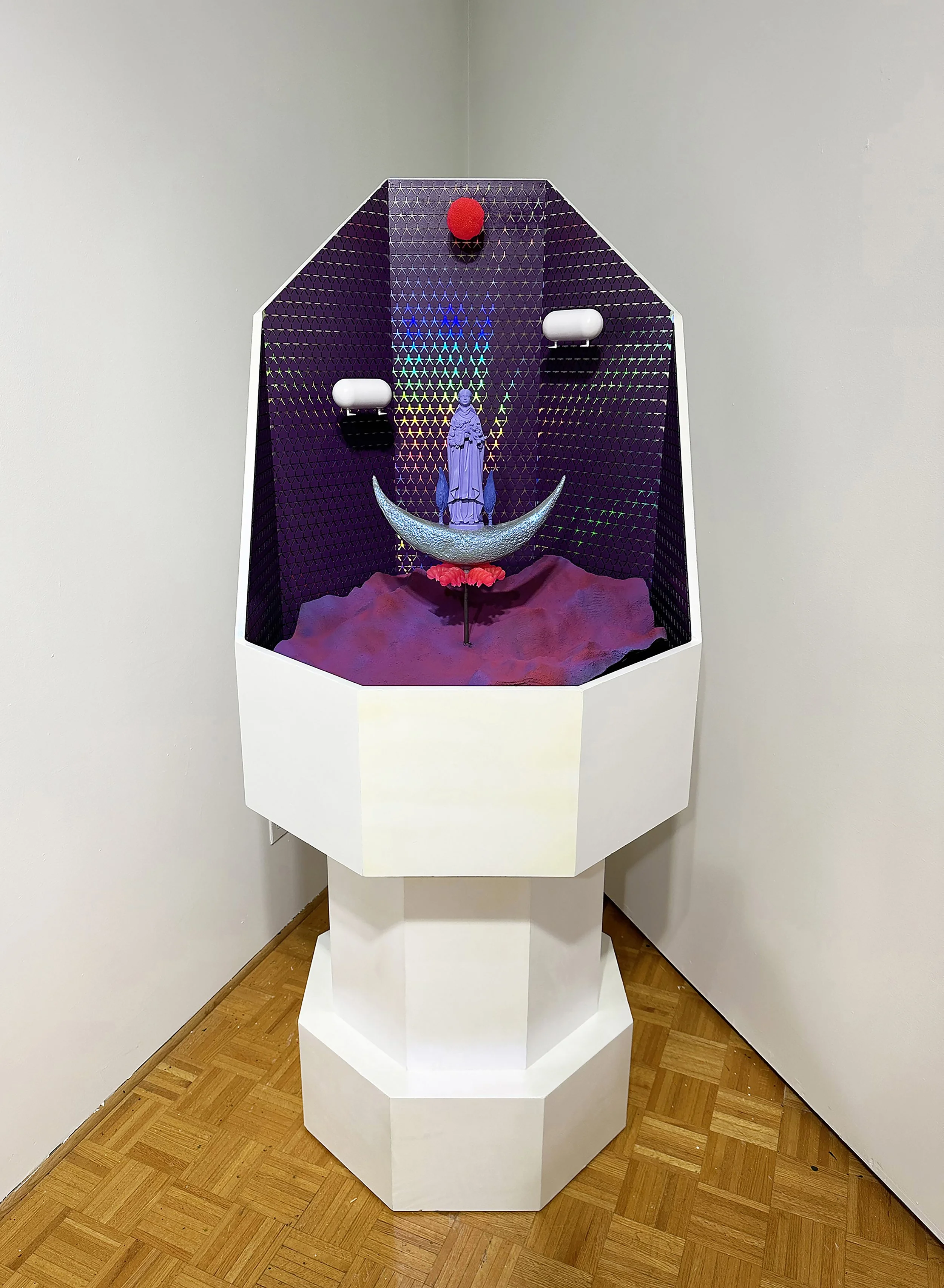  Immaculate Constellation (St. Greta &amp; the Tic Tacs)  Wood, cnc cut foam, laser cut hardboard, cast resin plastic, vinyl, enamel  3’ W x 7’ H x 3’ D  2024 