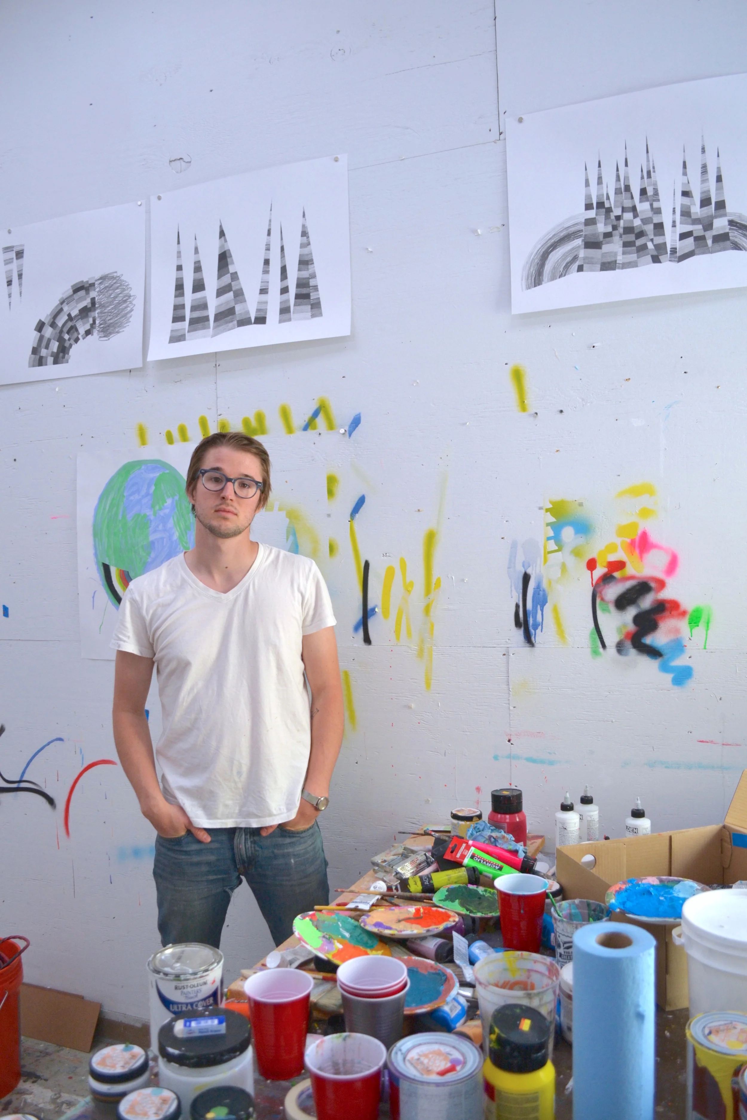 Benjamin in his studio at the University of Illinois Urbana-Champaign.