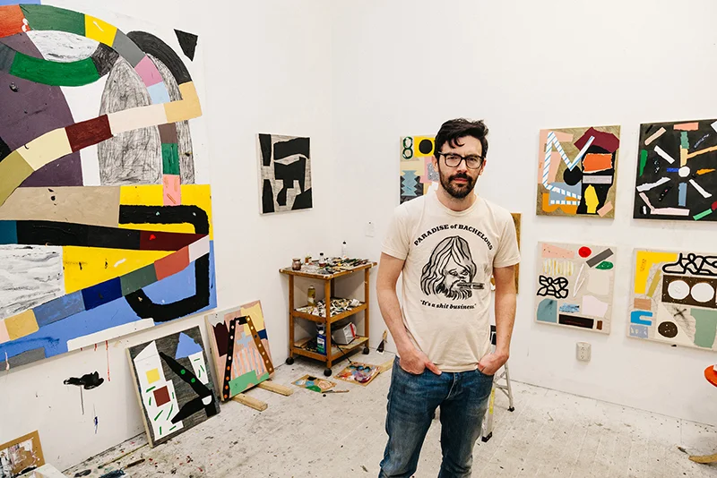 Benjamin in his studio in Brooklyn. Photo by Ben Duchac. 