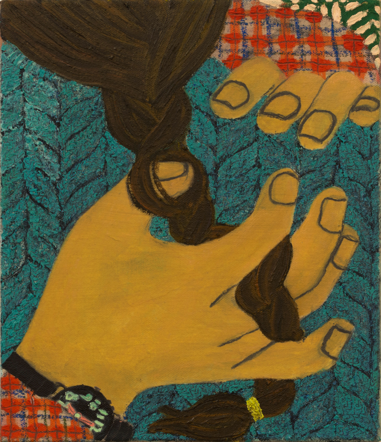   Braid Touch  2015 oil and paper on canvas 