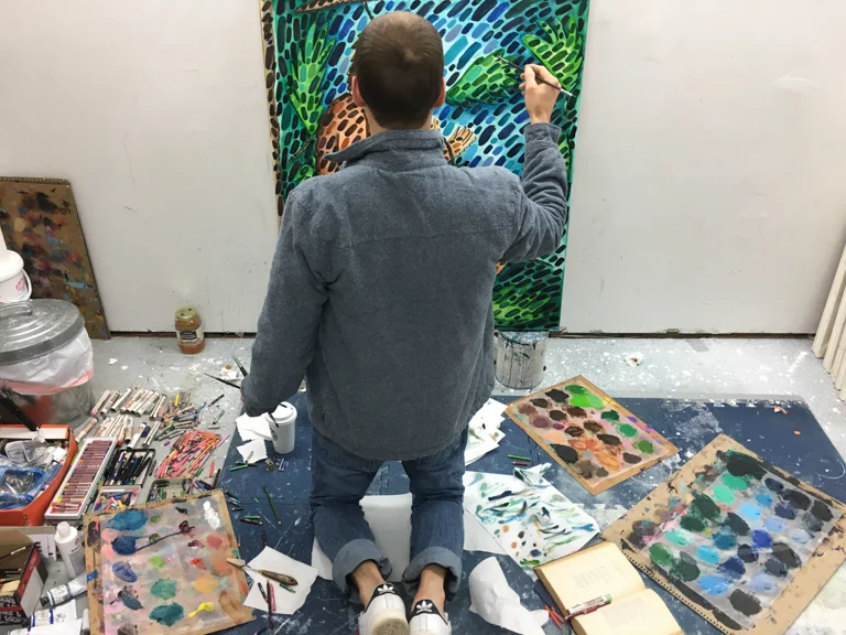 Howard at work in his studio.