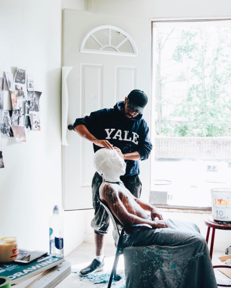 Shikeith casting a model in the studio.&nbsp;