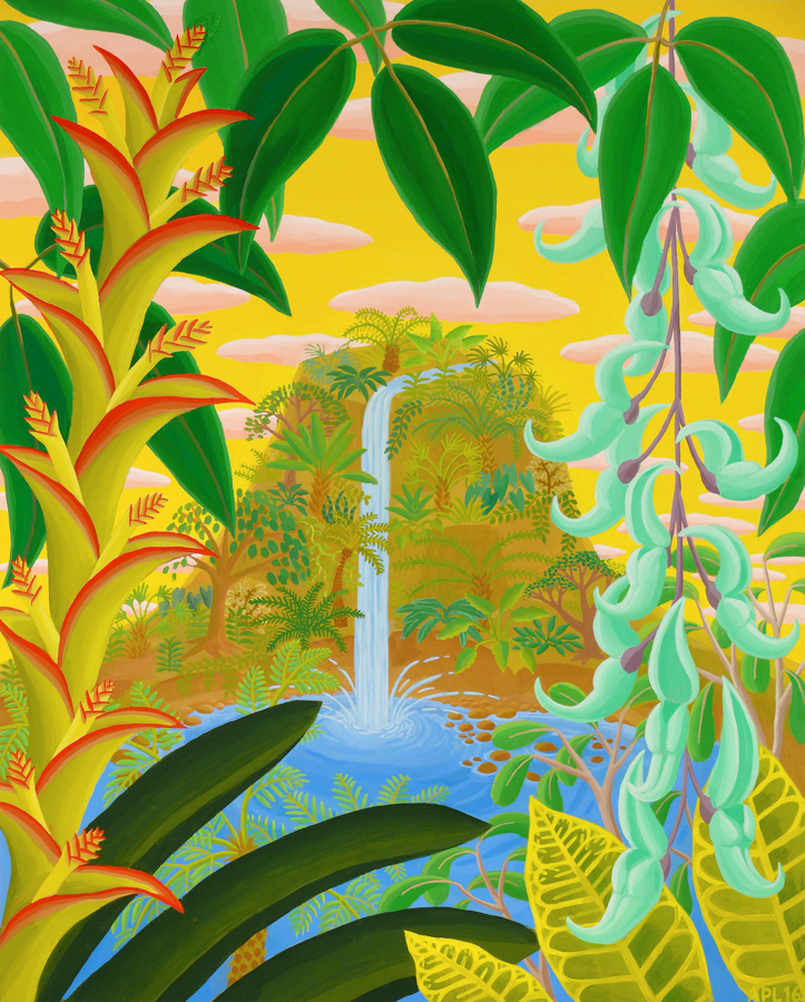   Jungle Waterfall  Acrylic on panel 20 x 16 inches 2016&nbsp; 