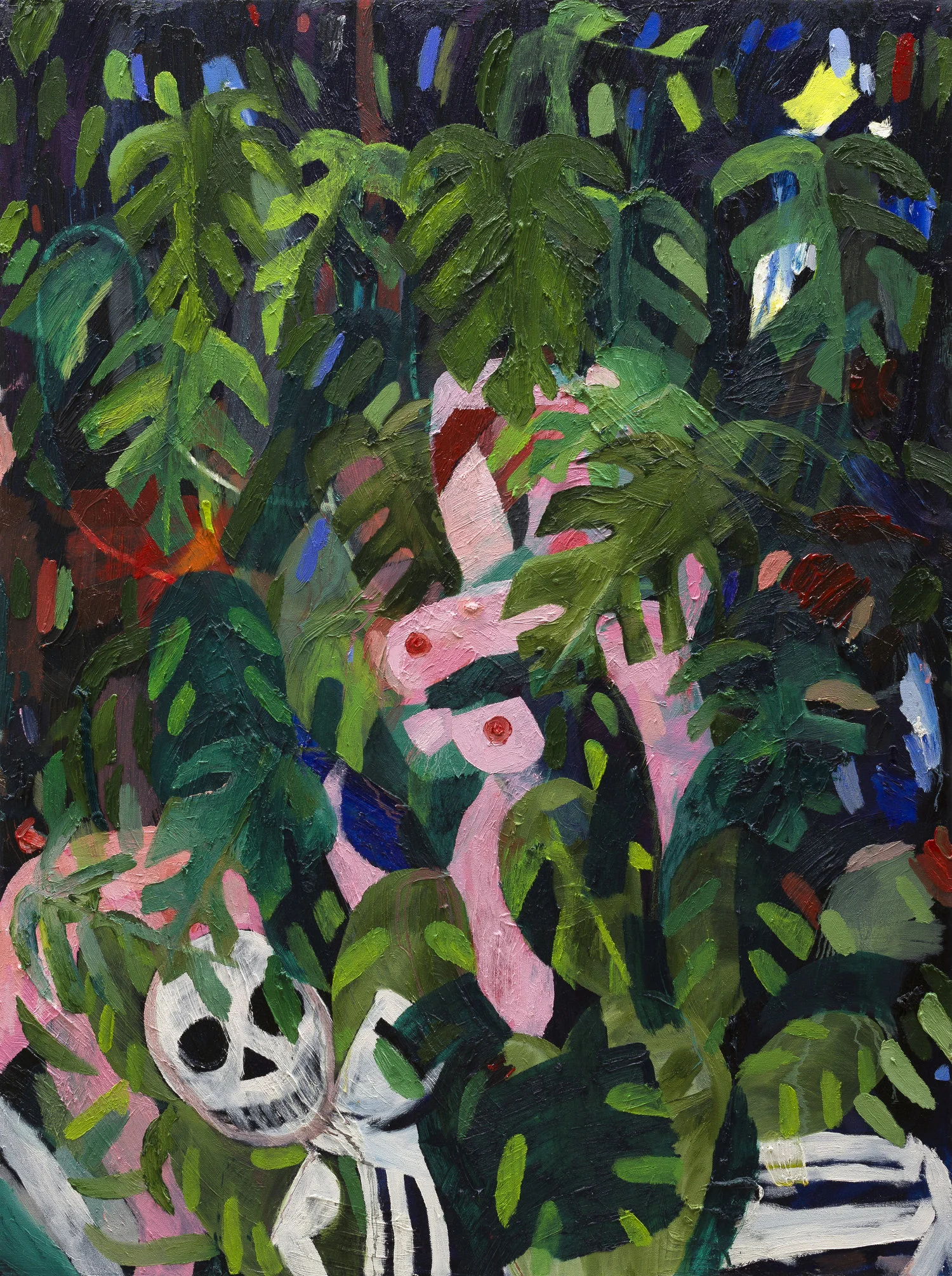 Emilia Olsen  Untitled , 2017 Oil and R+F sticks on canvas 48 x 36 in.