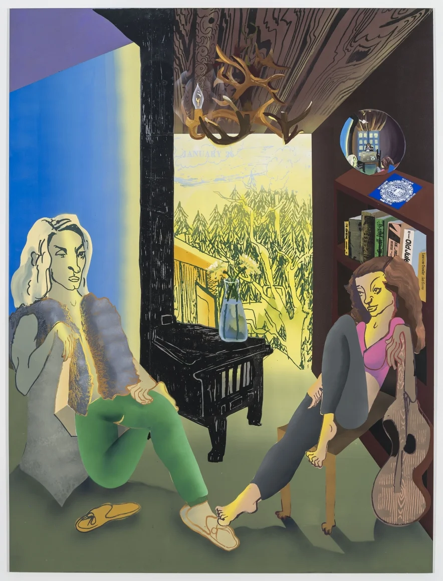 Melissa Brown, California Common Law , 2018, oil, acrylic and Flashe on aluminum panel, 78 x 59 inches, courtesy Derek Eller Gallery