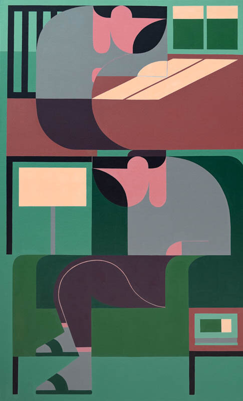   Reflection in Green   2019  Oil and acrylic on canvas  35” x 58” 