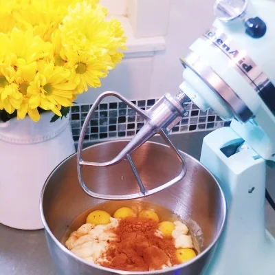 Be sure to really mix up the bananas before you add all of the other ingredients. It's key for a moist cake!