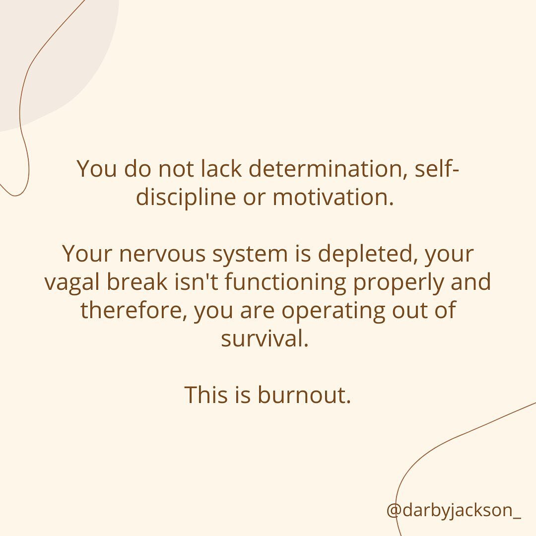 The choices that you make are a reflection of the stability of your nervous system. 

You are not lazy or unmotivated. Your nervous system is burnt out and your vagal break is weak. With nervous system repair comes an upward spiral of stability that 