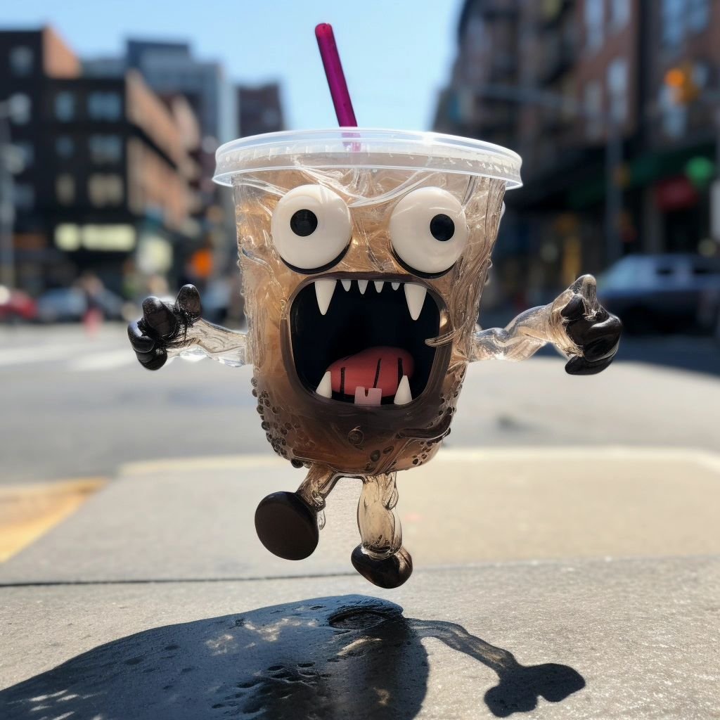 Iced coffee monster coming to get you! 
#ai #midjourney #icedcoffee #monster