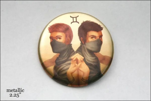 Gemini Button — Printed on Acetate and Hand-Pressed, 2012