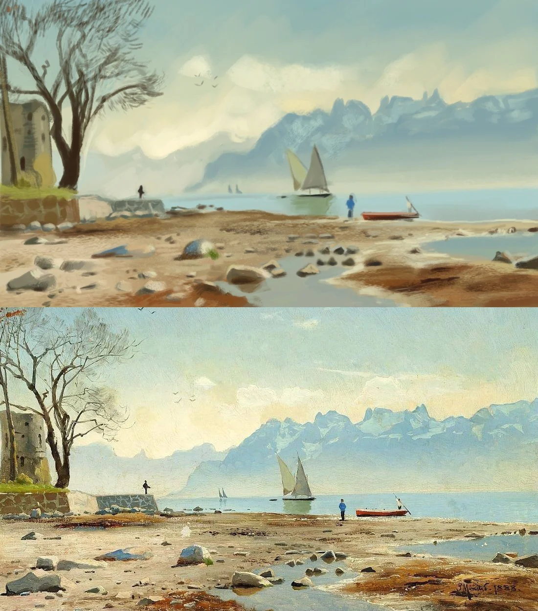 Peder Mørk Mønsted, "Springtime at Lac Léman in Switzerland"