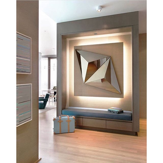 Gorgeous installation photos from @jasminelaminteriordesign &lsquo;s Tribeca project including a pair of the largest Volume Mirror&rsquo;s we&rsquo;ve ever made + a custom oxidized maple coffee table #volumemirror 📷 @mariettaleung