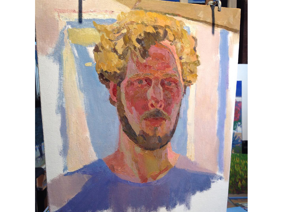 Summer self-portrait in progress, July 24, 2015