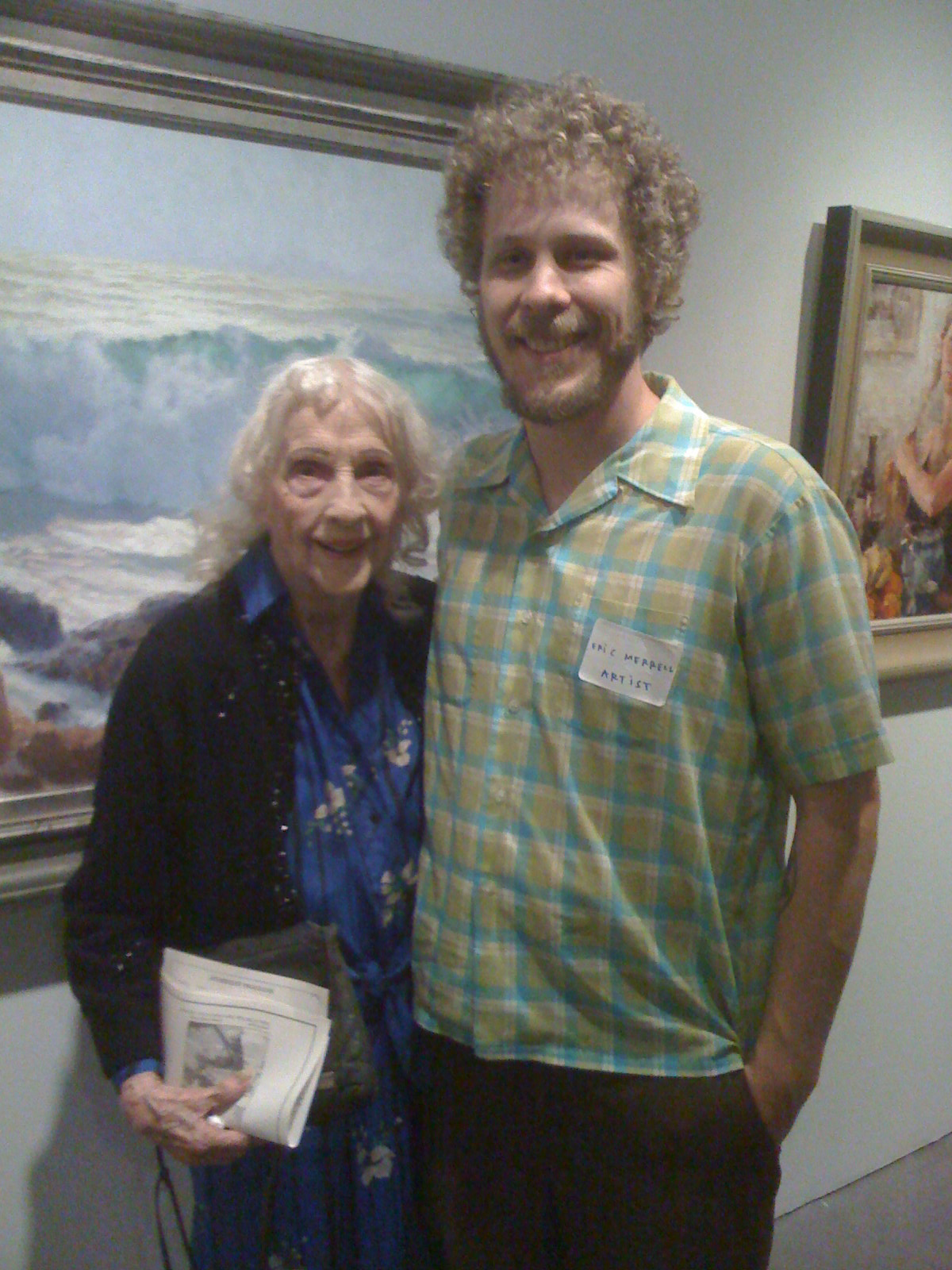 Daphne Huntington and author Eric Merrell at the California Art Club’s 98th Annual Gold Medal Juried Exhibition , PMCA, May 17, 2009.