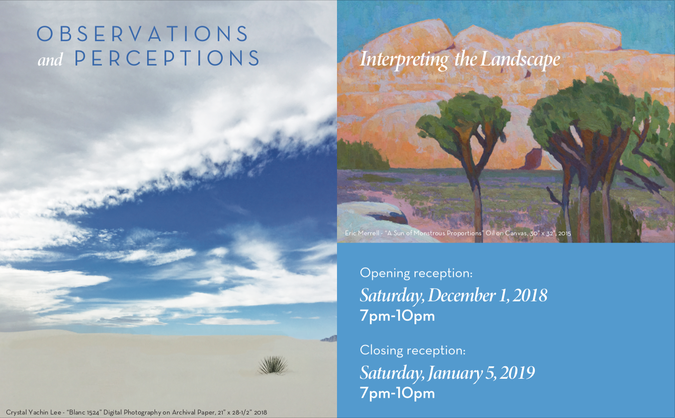 Exhibition postcard with work by Crystal Yachin Lee (L) and Eric Merrell (R).