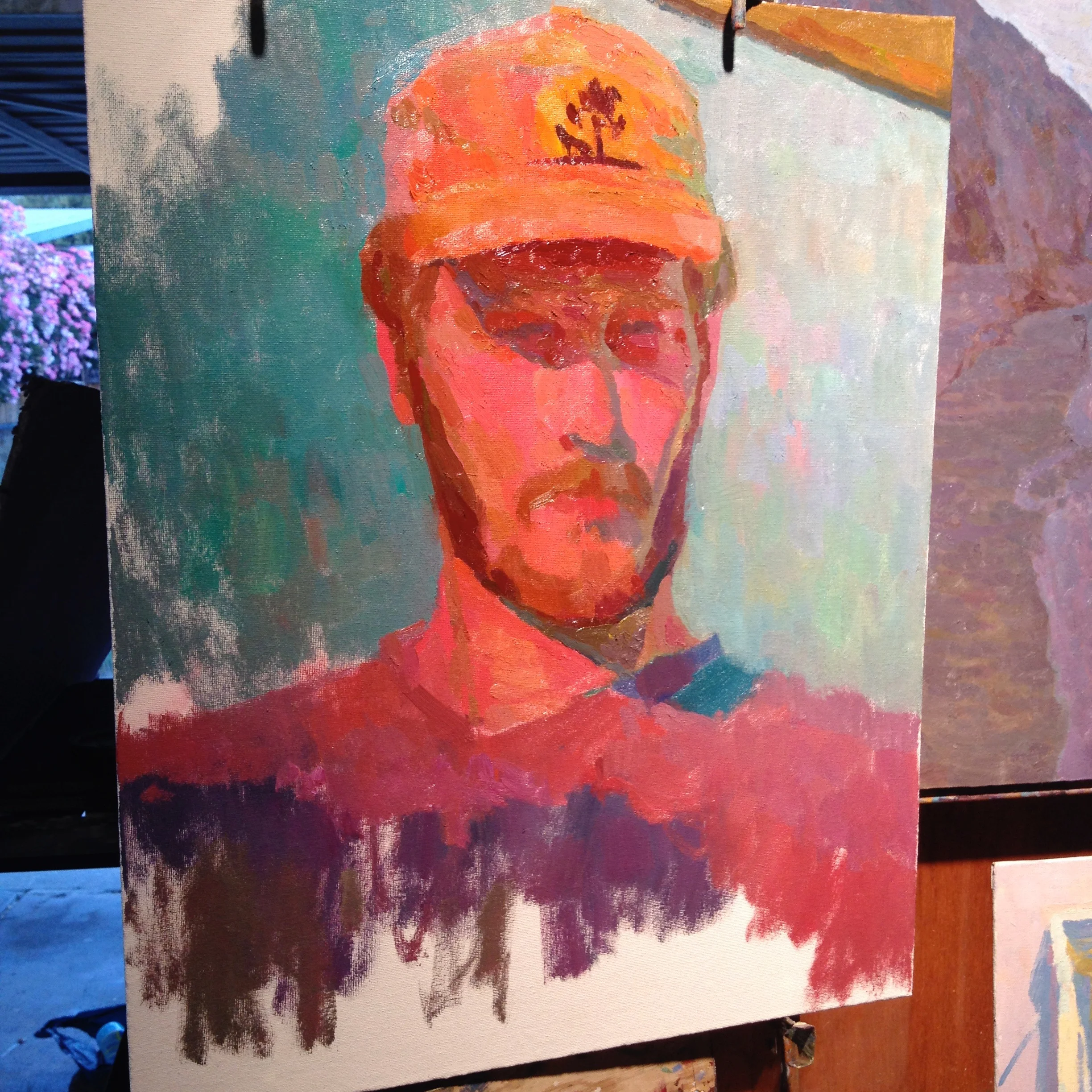 Self-Portrait at Sunset in progress