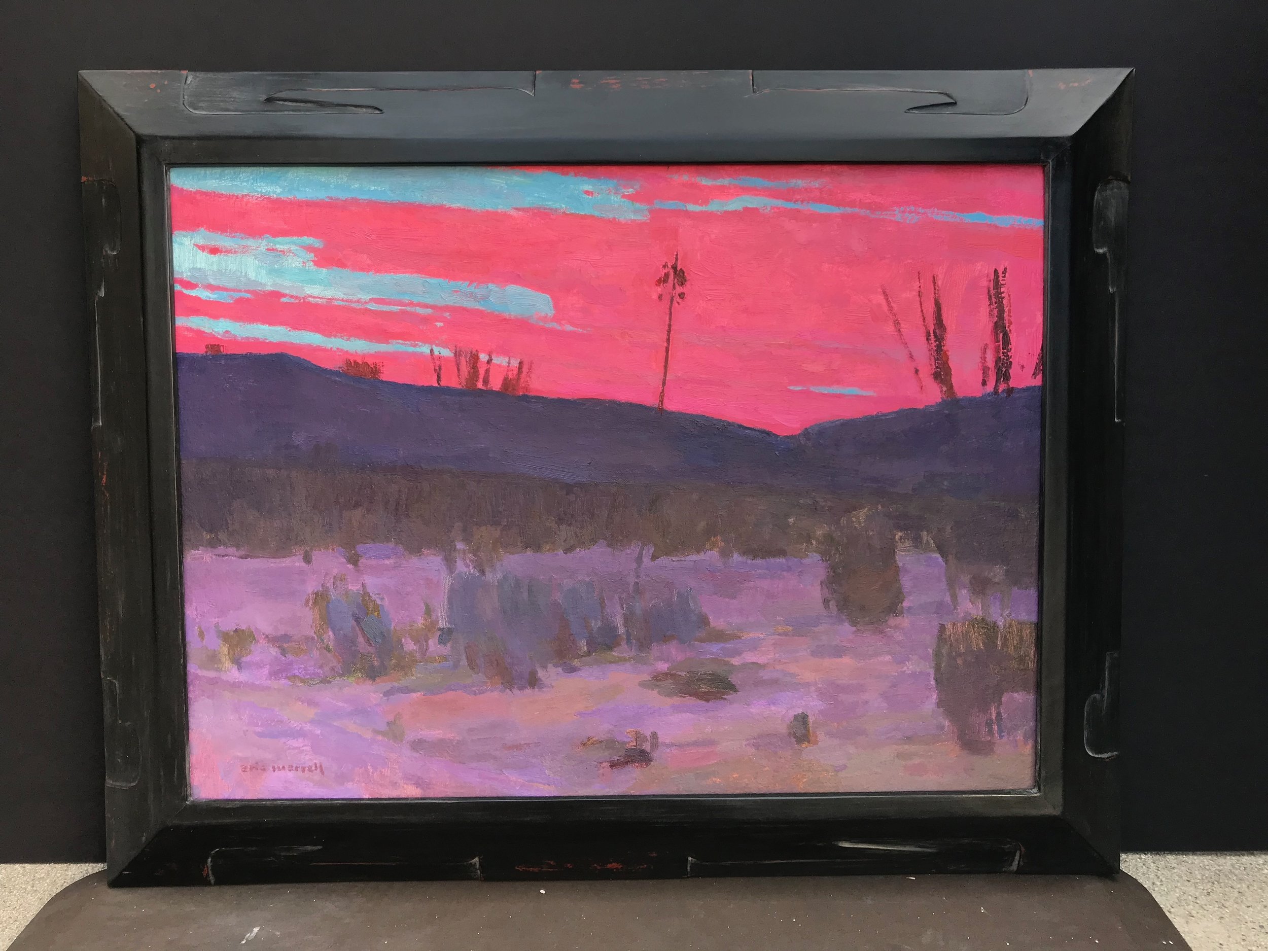 A Glow Lifted from the Sands , 18” x 24” - carved by the artist, finished with red and black clay bole