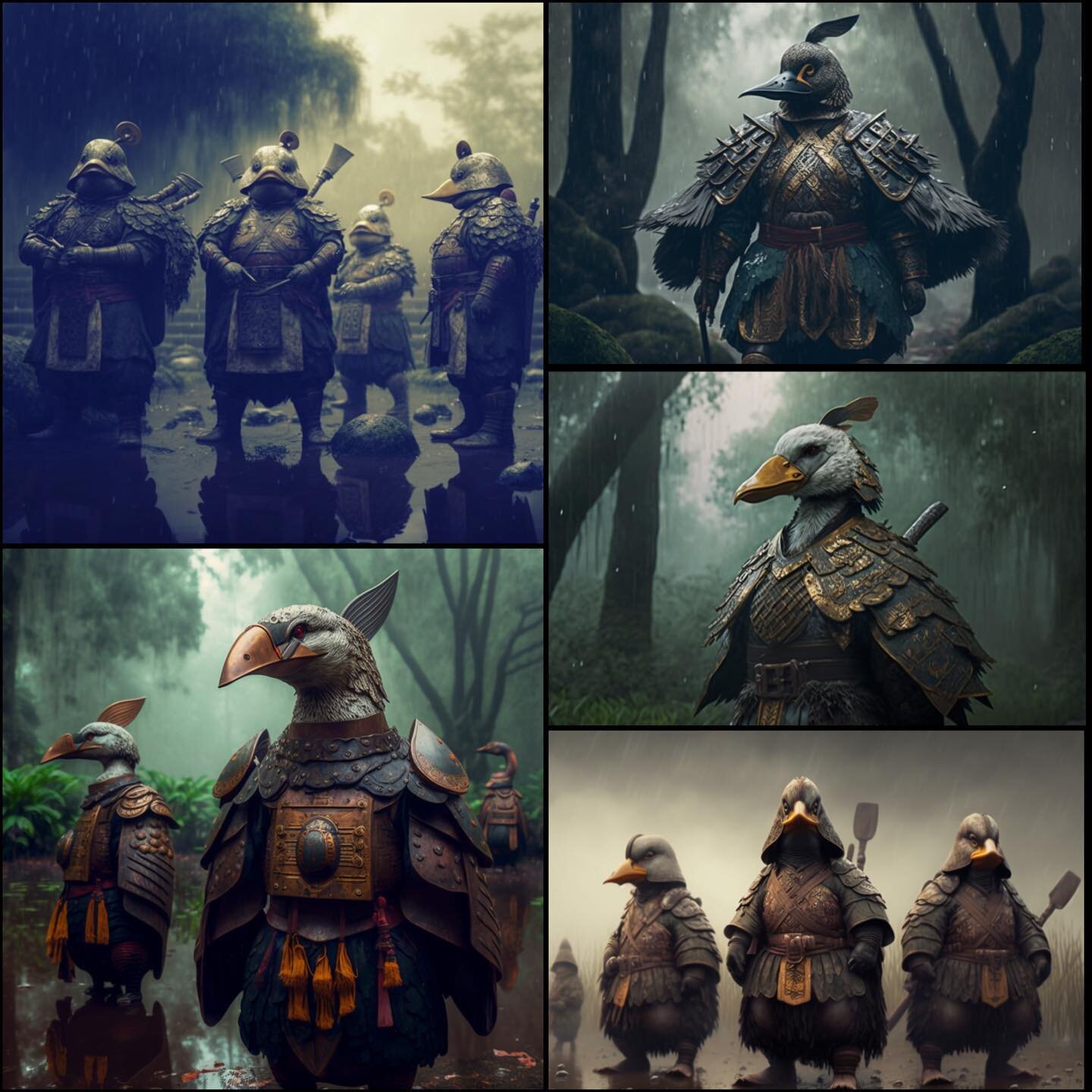 Peking Duck Enforcers sent by the Emperor to maintain martial law. Midjourney and Photoshop. #midjourney #asianamericanart #fantasy #kungfu #AIart