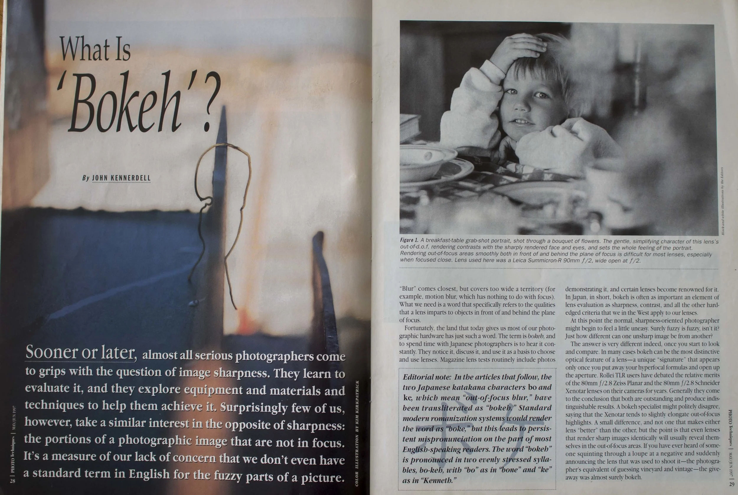 It took 28 pages before it got to the main article spread, but I was instantly hooked. It had the perfect combination (for me) of being relevant information, a reveal of mysterious secrets and eminently applicable technique. It did not hurt that at the time, I was using two of the lenses in the samples (100 f2.8 EF macro, the old one, and the first EF 35 f2) and it also referenced a brand I had just moved out of, but had great fondness for, Zenza Bronica.