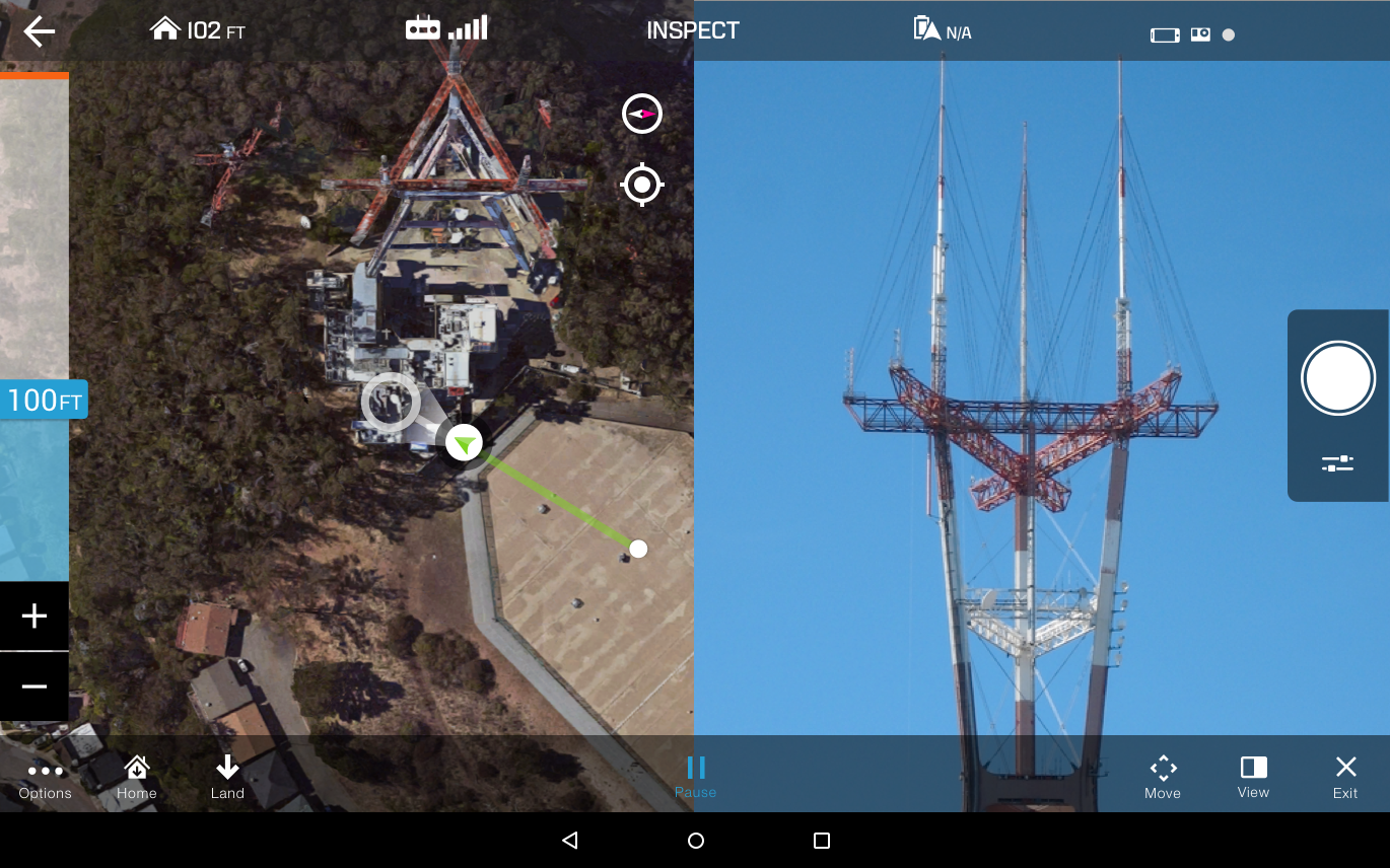 Once the user presses the Travel button, the copter will start it's trajectory. The use can change the destination by dragging the map and pressing the Travel button once more