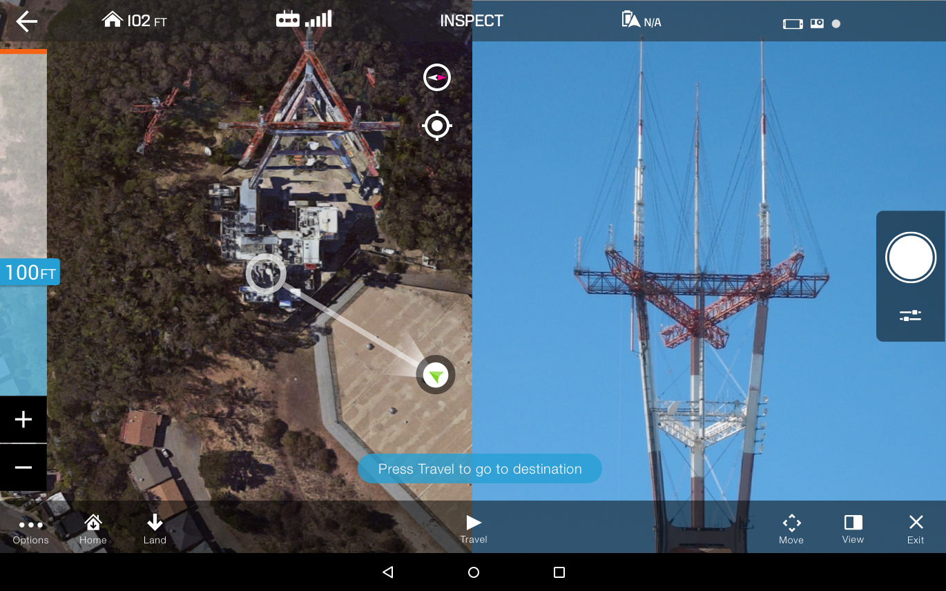 When user drags map a reticle appears in the center, allowing the user to see the destination are with more detail and a connecting line appears indicating the intended travel path