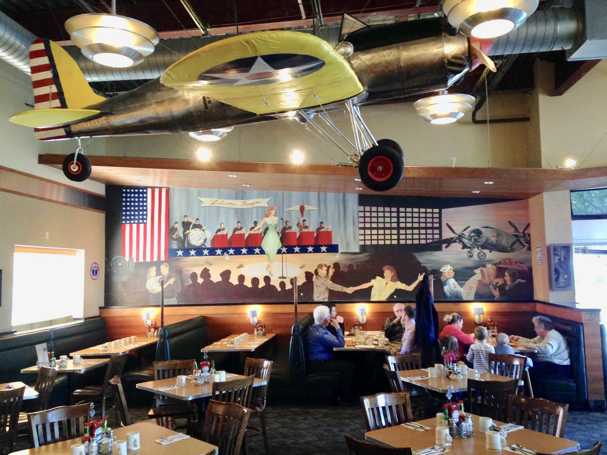 A USO Themed mural for the Crystal Creek Cafe in Millcreek, WA.