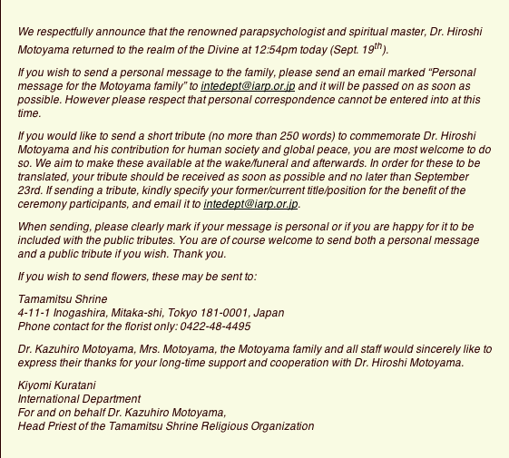 In HONOR of Dr. Hiroshi Motoyama, Celebrating One of YIN Yoga's Great Teachers