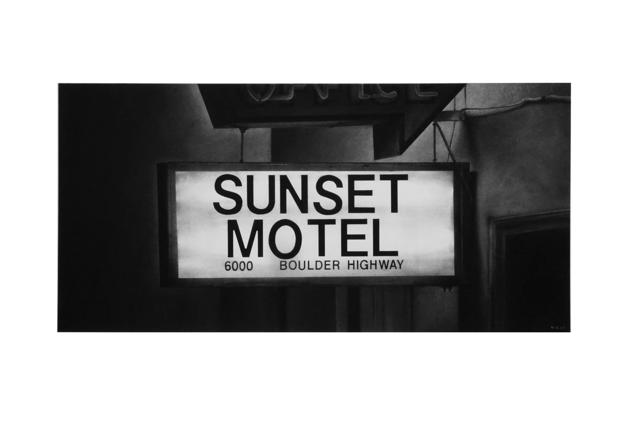   SUNSET MOTEL   Charcoal on archival paper / 30 x 44 in. / 2018  Private Collection 