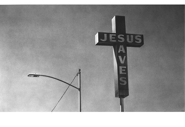 &ldquo;Jesus Saves&rdquo; - charcoal on paper, 45 x 72 inches, 2019. This is the second of two drawings I&rsquo;ve done with this subject. Join us this Sunday 9/29 from 1-3 p.m. @helmelstudios 4351 Melrose in Hollywood for an artist talk I&rsquo;ll b