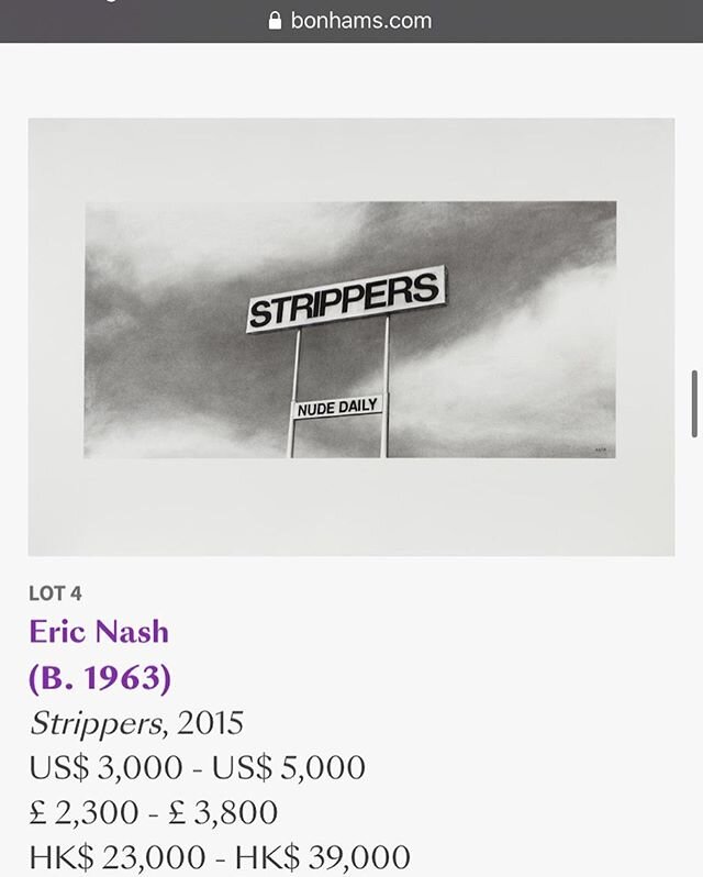 Happy to see that my charcoal drawing &lsquo;Strippers&rsquo;, 2015 is included in the annual curated Post-War &amp; Contemporary Art auction at Bonhams International alongside works by #richardprince #louisenevelson #franzkline #johnchamberlain #geo