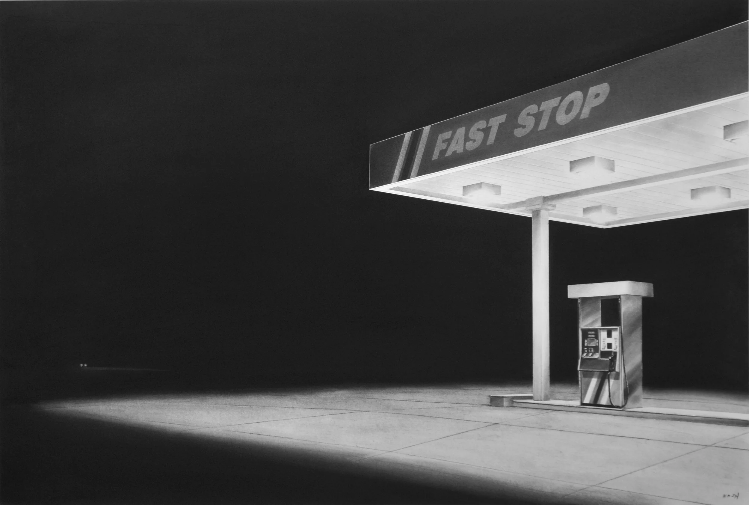   FAST STOP   Charcoal on Paper / 30 x 44 in. / 2021  Private Collection 