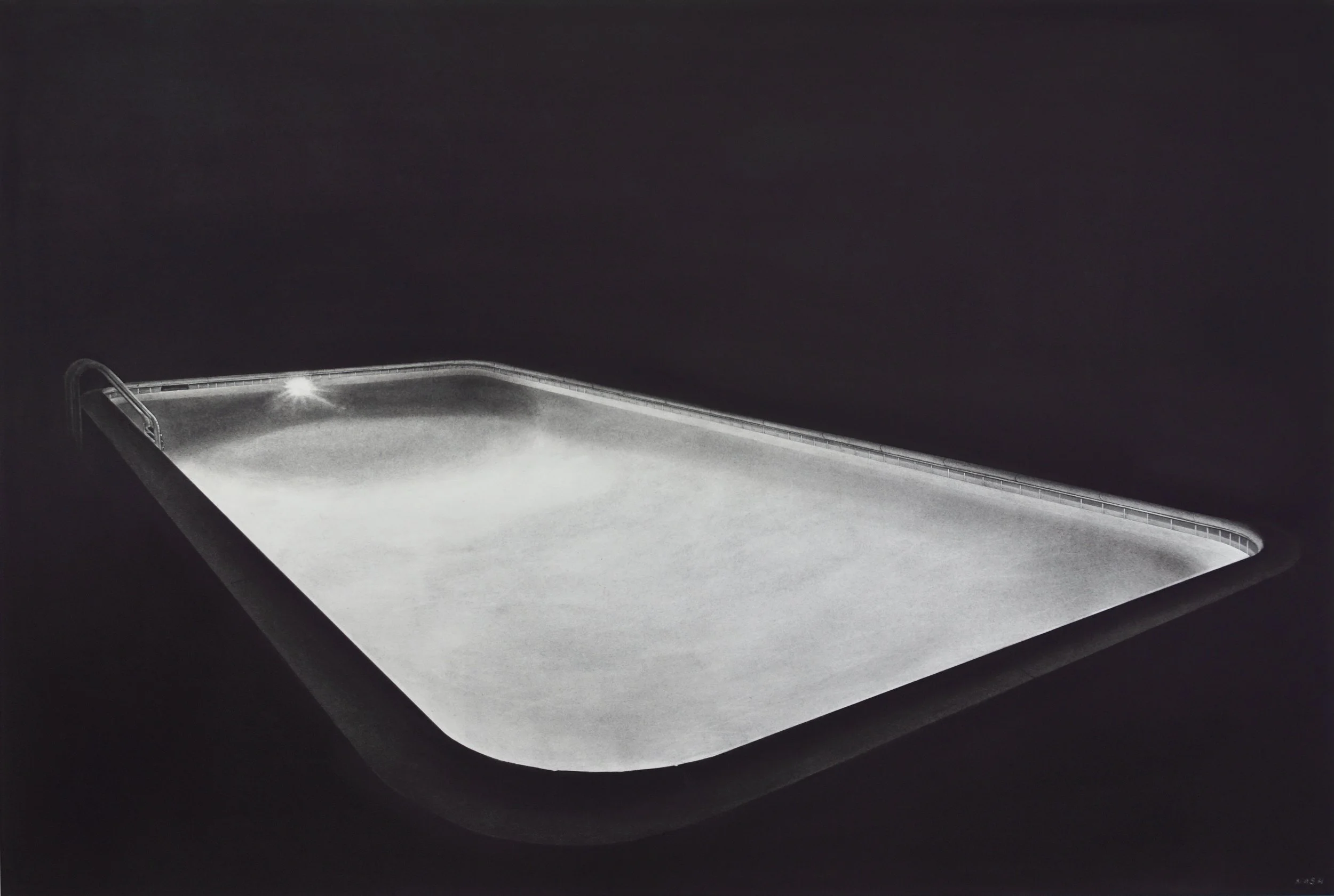   LOS ANGELES NIGHT POOL II   Charcoal on Paper / 30 x 40 in. / 2021  Private Collection 