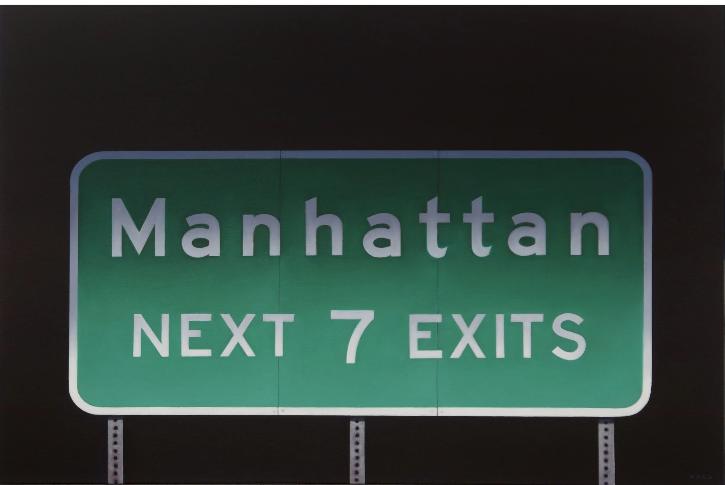   MANHATTAN NEXT 7 EXIT   Oil on Canvas / 24 × 36 in. / 2025  George Billis Gallery 