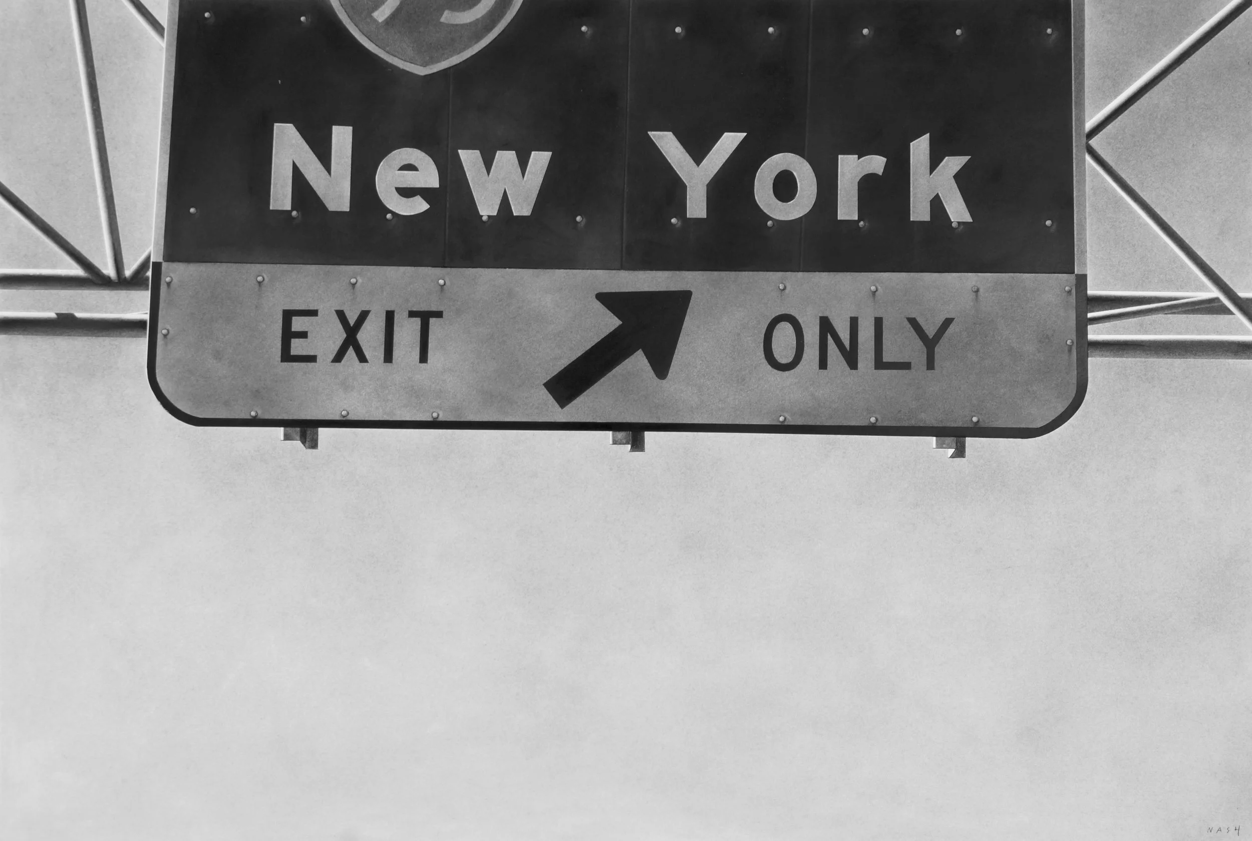   NEW YORK EXIT ONLY   Charcoal on Paper / 30 × 44 in. / 2025  George Billis Gallery 