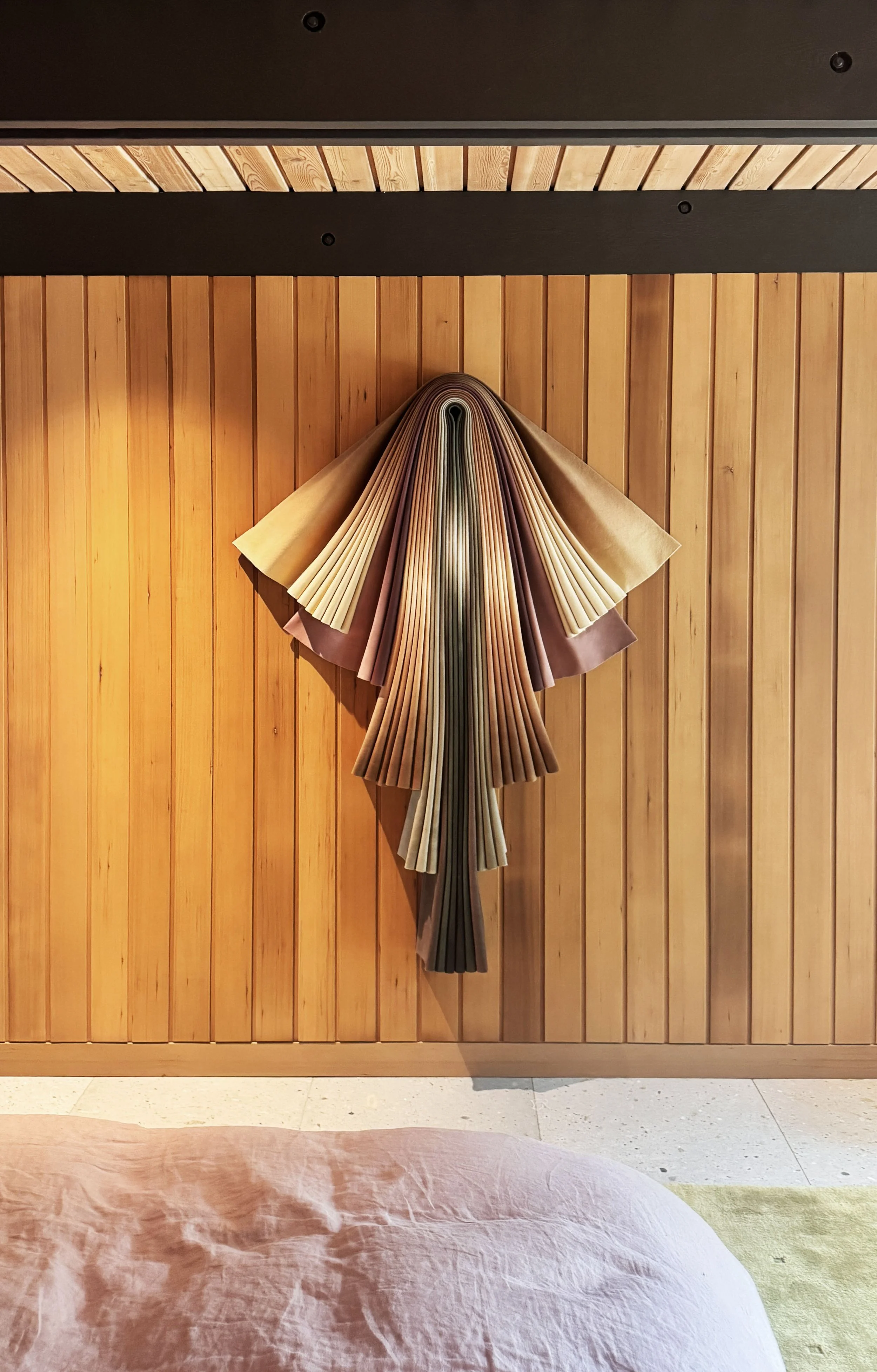 Susan Maddux working with Sarah Samuel Sherman Interior Design to create custom artwork for Los Angeles home