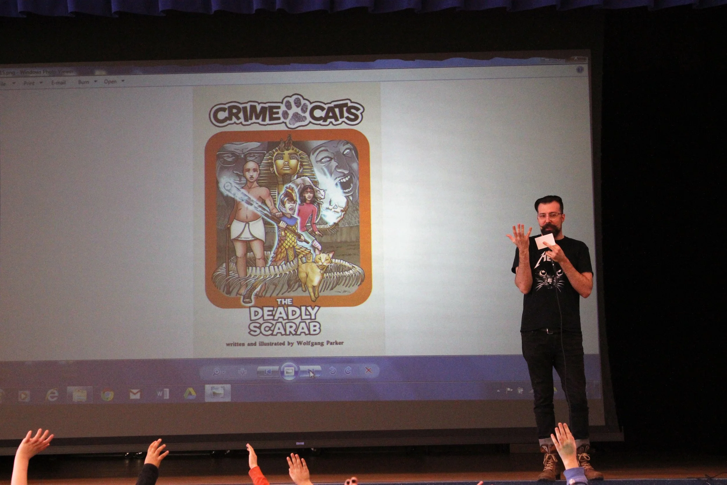 Talking "Crime Cats" at Richard Avenue Elementary