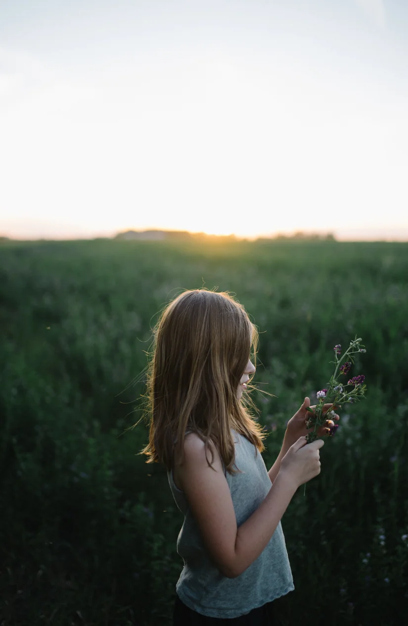 Children Portrait Photographer, Girl at sunset, St. Albert